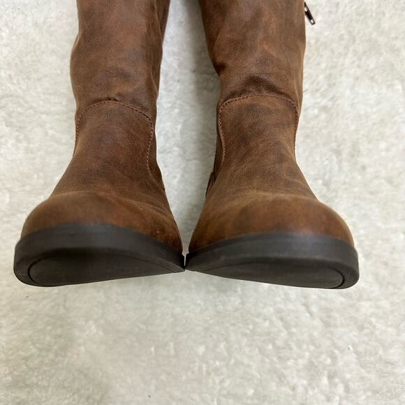 White Mountain Tall Over Knee Bonita Heeled Lace up High Boots Cognac Brown - Picture 8 of 15